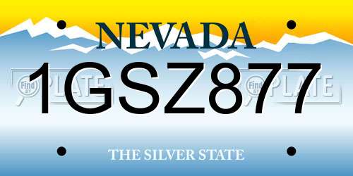 1GSZ877 Nevada License Plate