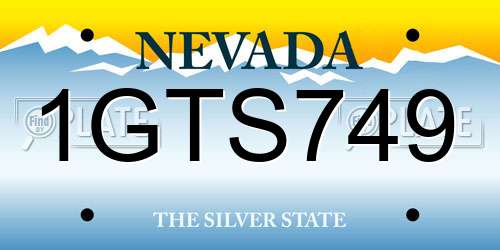 1GTS749 Nevada License Plate