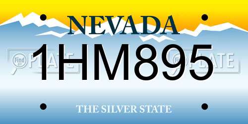 1HM895 Nevada License Plate