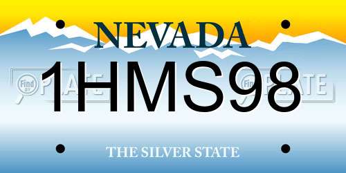 1HMS98 Nevada License Plate