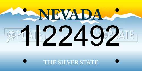 1I22492 Nevada License Plate