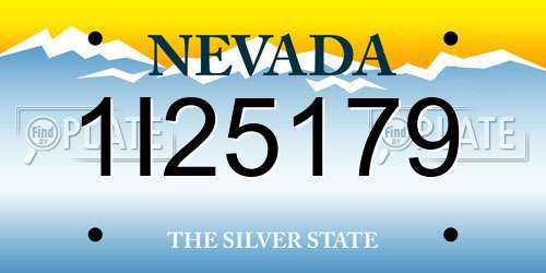 1I25179 Nevada License Plate