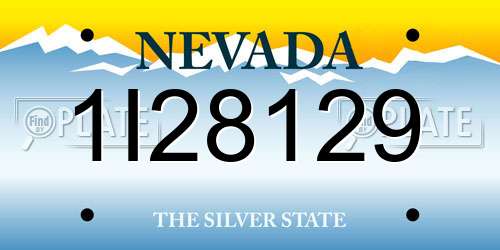 1I28129 Nevada License Plate