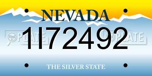 1I72492 Nevada License Plate