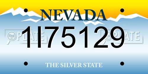 1I75129 Nevada License Plate