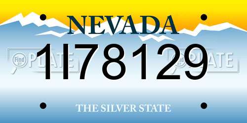 1I78129 Nevada License Plate