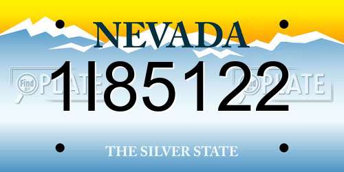 1I85122 Nevada License Plate