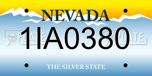 1IA0380 Nevada License Plate