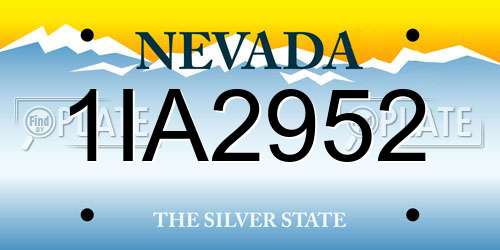 1IA2952 Nevada License Plate