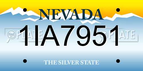 1IA7951 Nevada License Plate