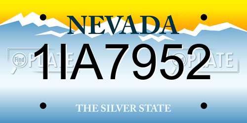 1IA7952 Nevada License Plate