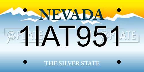 1IAT951 Nevada License Plate