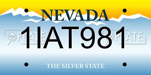 1IAT981 Nevada License Plate
