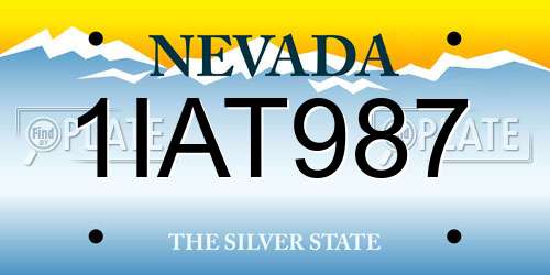 1IAT987 Nevada License Plate