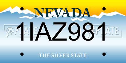 1IAZ981 Nevada License Plate