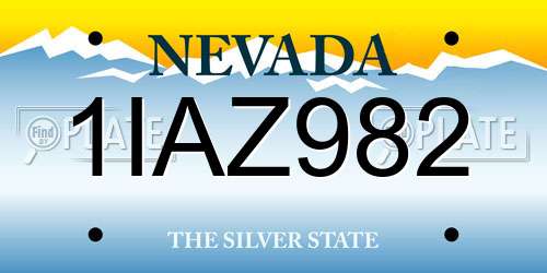 1IAZ982 Nevada License Plate