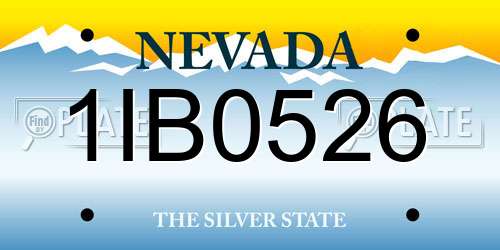 1IB0526 Nevada License Plate