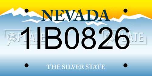 1IB0826 Nevada License Plate