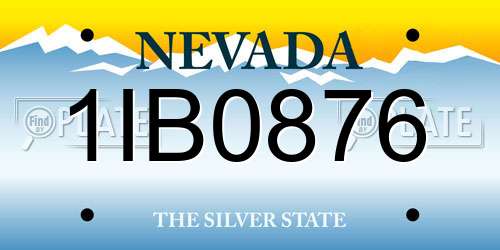 1IB0876 Nevada License Plate