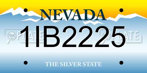 1IB2225 Nevada License Plate