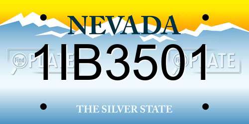1IB3501 Nevada License Plate