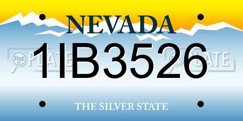 1IB3526 Nevada License Plate