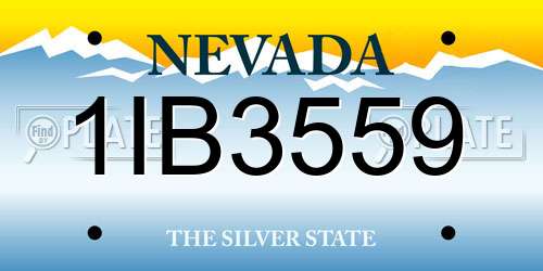 1IB3559 Nevada License Plate