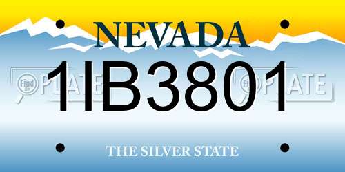 1IB3801 Nevada License Plate