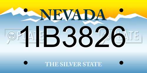 1IB3826 Nevada License Plate