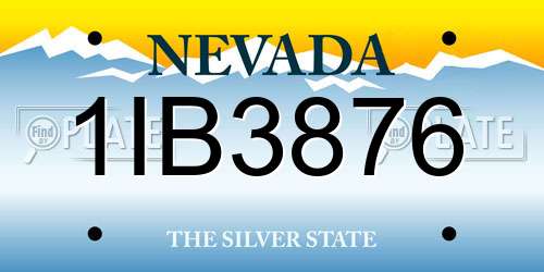 1IB3876 Nevada License Plate