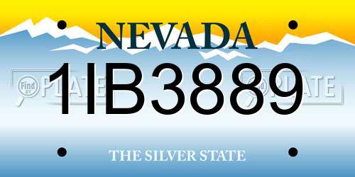 1IB3889 Nevada License Plate