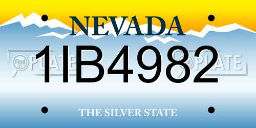 1IB4982 Nevada License Plate