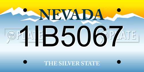 1IB5067 Nevada License Plate