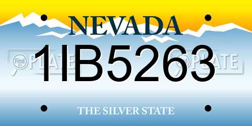 1IB5263 Nevada License Plate