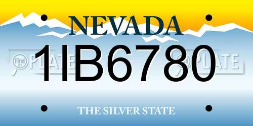 1IB6780 Nevada License Plate