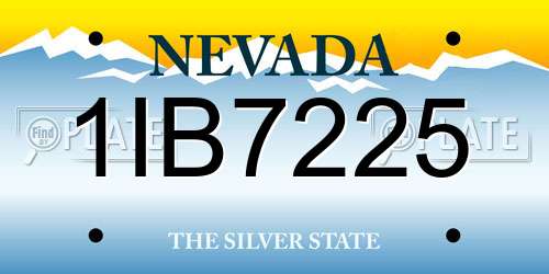1IB7225 Nevada License Plate
