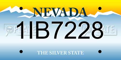 1IB7228 Nevada License Plate