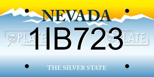 1IB723 Nevada License Plate