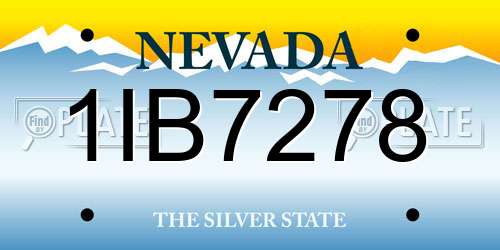 1IB7278 Nevada License Plate