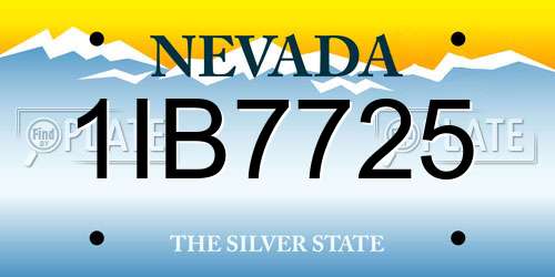 1IB7725 Nevada License Plate