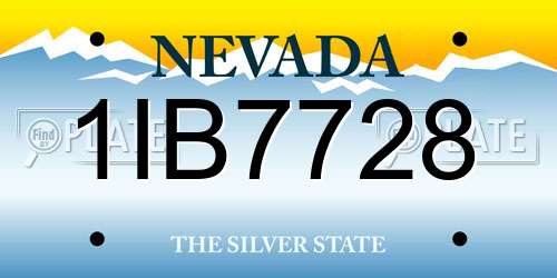 1IB7728 Nevada License Plate