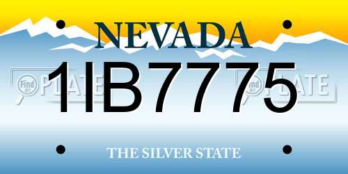 1IB7775 Nevada License Plate