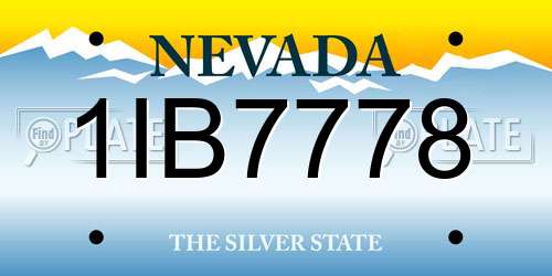 1IB7778 Nevada License Plate