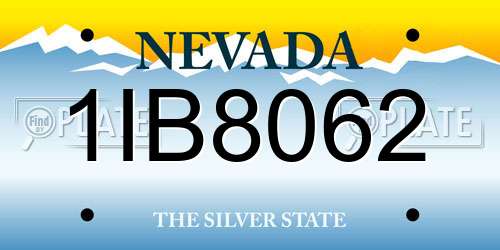 1IB8062 Nevada License Plate