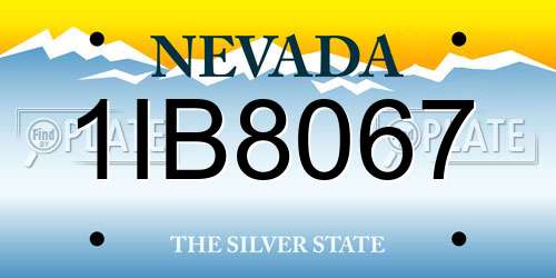 1IB8067 Nevada License Plate