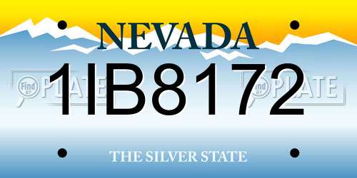 1IB8172 Nevada License Plate