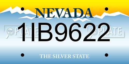1IB9622 Nevada License Plate