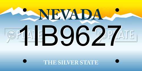 1IB9627 Nevada License Plate