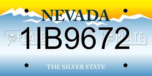1IB9672 Nevada License Plate