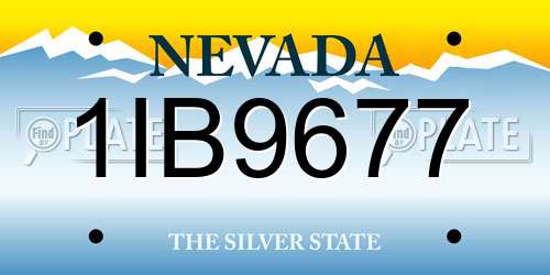 1IB9677 Nevada License Plate